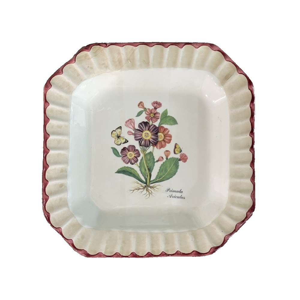 Vintage Due Torri Ceramic Square Salad Plates‎ with Botanical Design